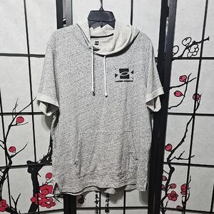 Under Armour Heather Gray Short Sleeve Hoodie Pullover Size Large